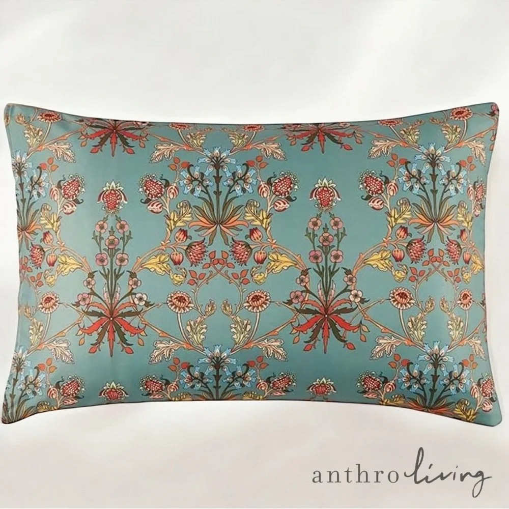 NEW Anthro Blue Orange Boho Floral Queen / King Bedding Duvet & Sham Case Set